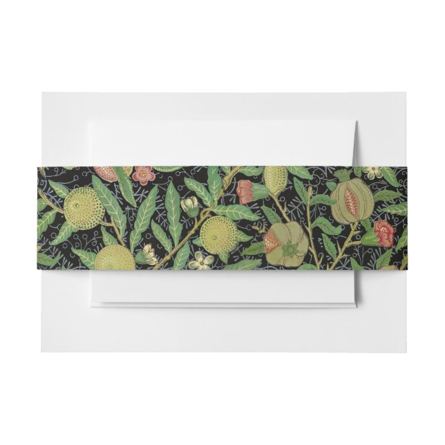 William Morris Dark Pomegranate Fruit Pattern Invitation Belly Band (Front Example)
