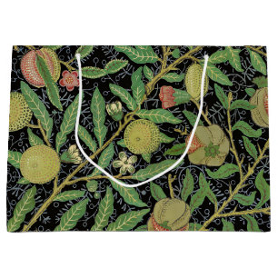 William Morris Dark Pomegranate Fruit Pattern Large Gift Bag