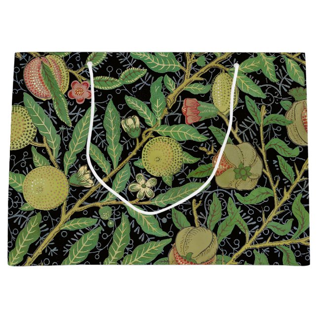 William Morris Dark Pomegranate Fruit Pattern Large Gift Bag (Front)