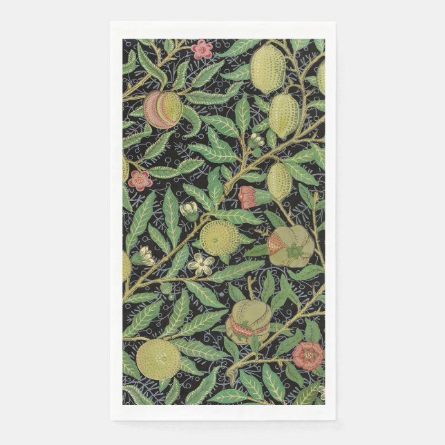 William Morris Dark Pomegranate Fruit Pattern Napkin (Front)