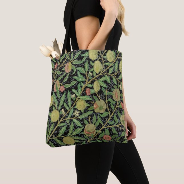 William Morris Dark Pomegranate Fruit Pattern Tote Bag (Close Up)