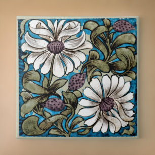 William * Morris De Morgan Sprig of Flowers White Tile