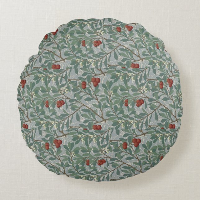 William Morris Decorative Art Arbutus Pattern Round Cushion (Front)
