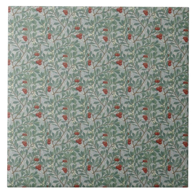 William Morris Decorative Art Arbutus Pattern Tile (Front)