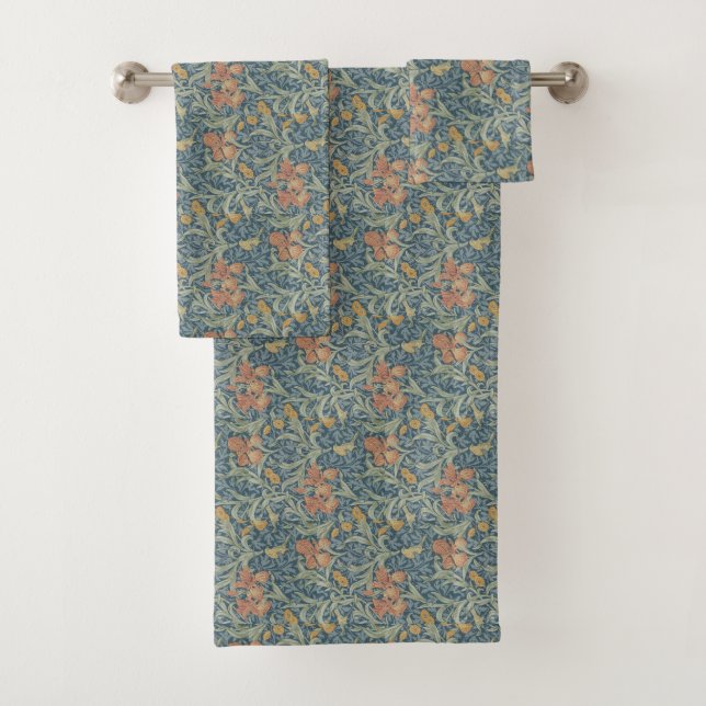 William Morris Decorative Art Iris Pattern Bath Towel Set (Insitu)