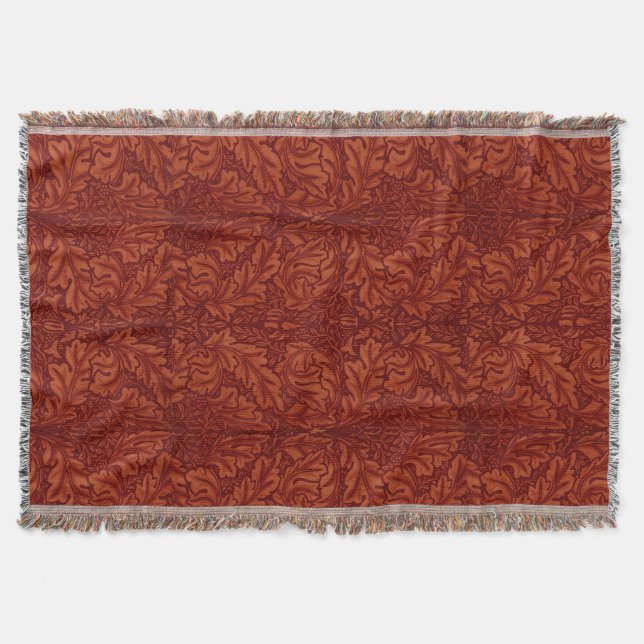 William Morris: Deep Red Acanthus Blanket (Front)