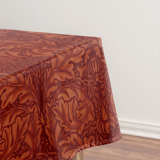 William Morris: Deep Red Acanthus Tablecloth (In Situ)