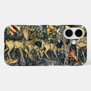 William Morris Deer and Shields in Verdant Realm iPhone 16 Case