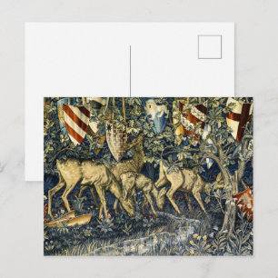William Morris Deer and Shields in Verdant Realm Postcard