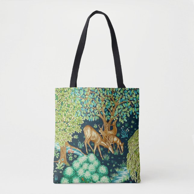 William Morris Deer by a Brook Tapestry Print Tote Bag (Front)