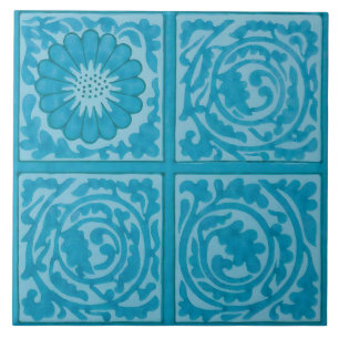 William Morris Diaper Blue Vintage Tile Pattern