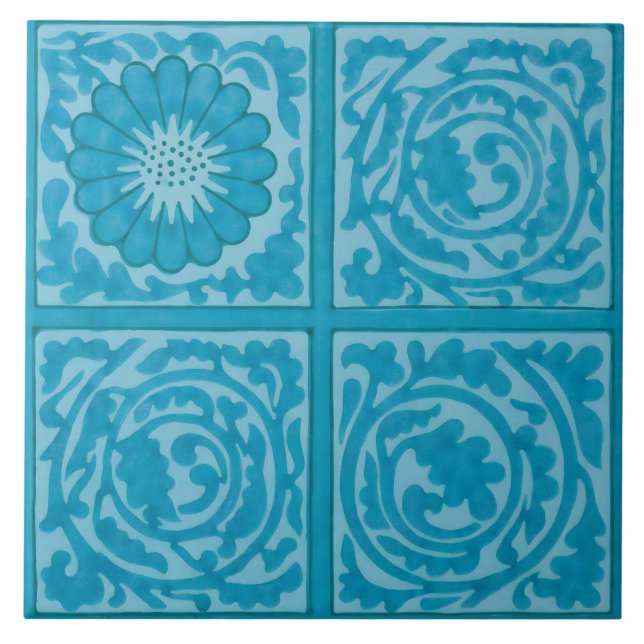 William Morris Diaper Blue Vintage Tile Pattern (Front)