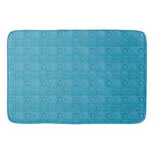 William Morris Diaper Blue Vintage Tile Pattern Bath Mat