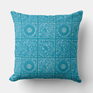 William Morris Diaper Blue Vintage Tile Pattern Cushion