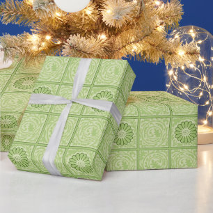 William Morris Diaper Green Tile Pattern Wrapping Paper