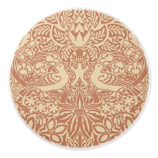 William Morris' Dove and Rose Ceramic Knob (Front)