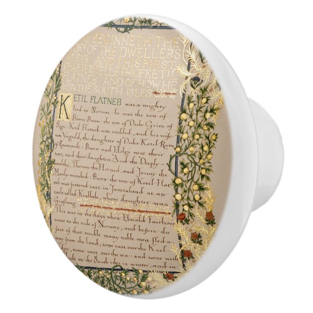 William * Morris Dwellers at Eyr Calligraphy Ceramic Knob (Right)