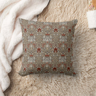 William Morris Earthy Brown Floral Wallpaper Cushion