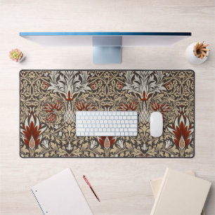William Morris Earthy Brown Floral Wallpaper Desk Mat