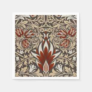 William Morris Earthy Brown Floral Wallpaper Napkin