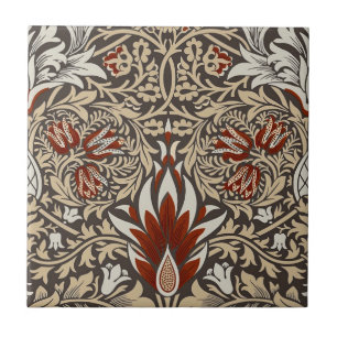 William Morris Earthy Brown Floral Wallpaper Tile