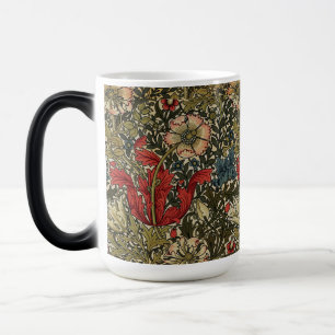 William Morris Elegant Floral Pattern Red Green Magic Mug