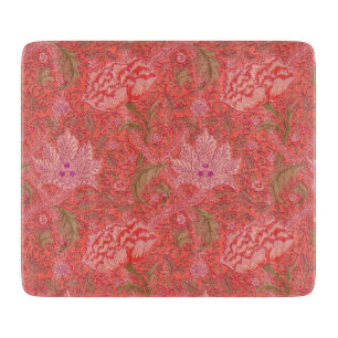 William Morris - Elegant Red & Pink Floral Cutting Board