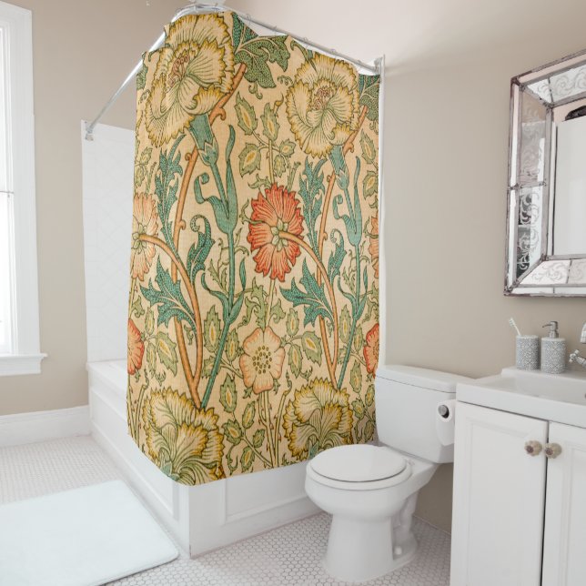 William Morris Elegant  Rose Pattern Shower Curtain (In Situ)