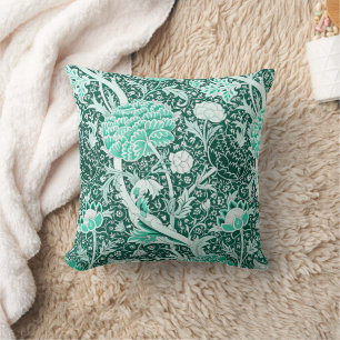William Morris Emerald Green Floral Pattern Cushion