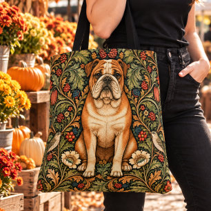 William Morris English Bulldog Vintage Floral Tote Bag