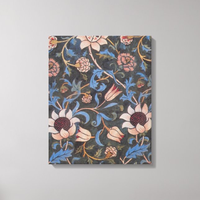 William Morris Evenlode Pattern: Vintage Moody Canvas Print (Front)