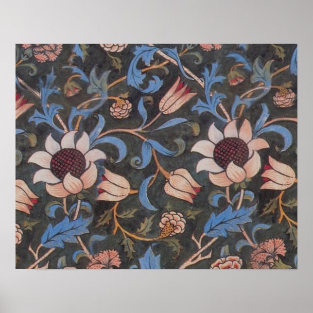 William Morris Evenlode Pattern: Vintage Moody Poster (Front)
