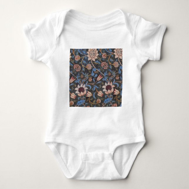 William Morris Evenlode Textile Floral Art Baby Bodysuit (Front)