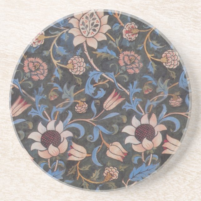 William Morris Evenlode Textile Floral Art Coaster (Front)