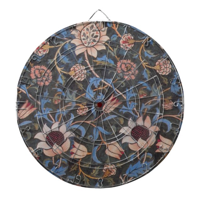 William Morris Evenlode Textile Floral Art Dartboard (Front)
