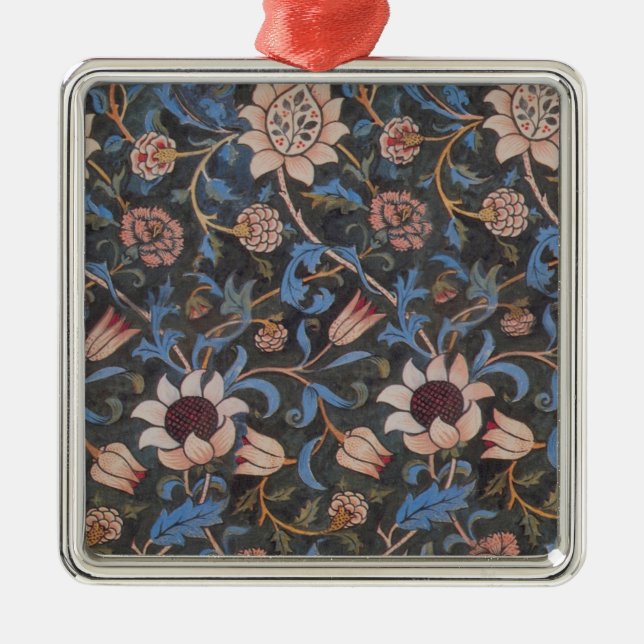 William Morris Evenlode Textile Floral Art Metal Tree Decoration (Front)