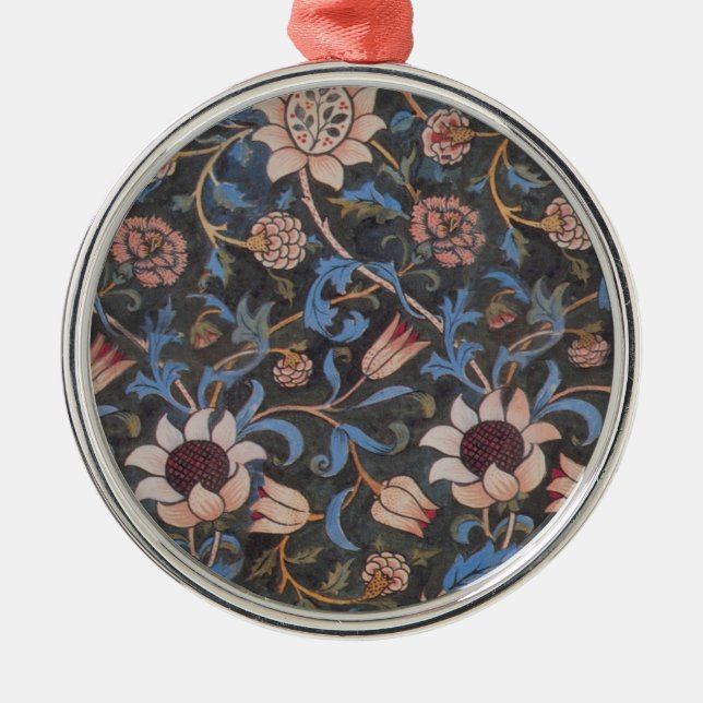 William Morris Evenlode Textile Floral Art Metal Tree Decoration (Front)