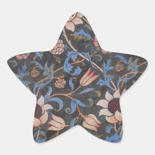 William Morris Evenlode Textile Floral Art Star Sticker (Front)