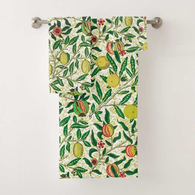 William Morris Exotic Fruit, Lemon Yellow Bath Towel Set (Insitu)