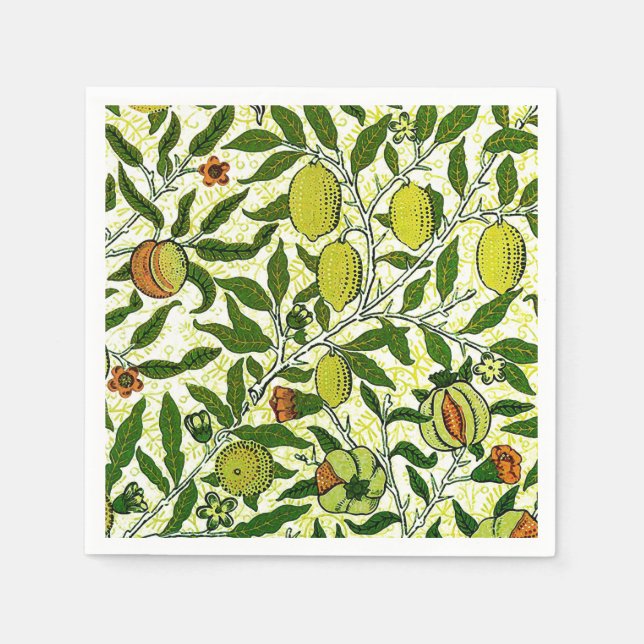 William Morris Exotic Fruit, Lemon Yellow Napkin (Front)