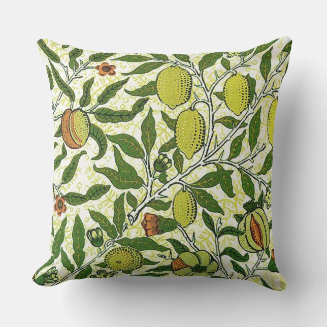 William Morris Exotic Fruit, Lemon Yellow Outdoor Cushion (Front)