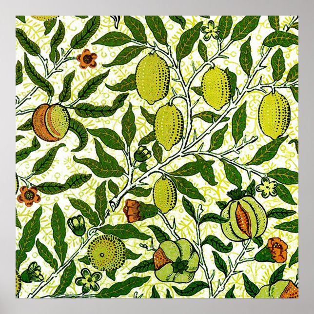 William Morris Exotic Fruit, Lemon Yellow Poster (Front)
