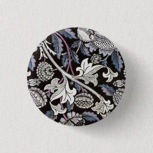 William Morris fabric black and white design 3 Cm Round Badge