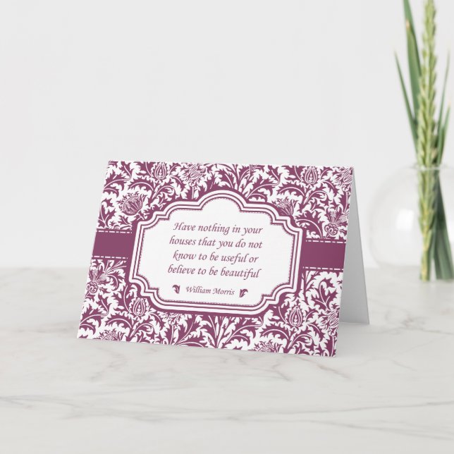 William Morris Famous Quotation Beautiful Homes Card (Front)