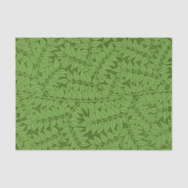 William Morris Fern Nature Decoupage Paper Green  (Front)