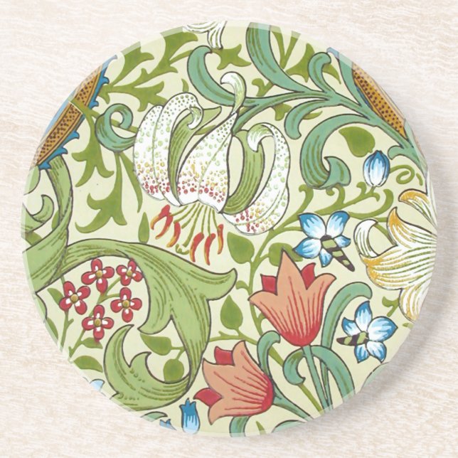 William Morris Fine Garden Lily Wallpaper Coaster (Front)
