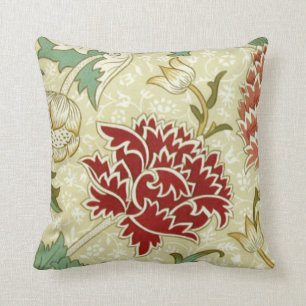 William Morris Fine Red Floral Wallpaper Cushion