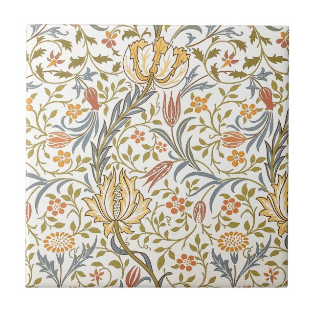 William Morris Flora Design Tile (Front)