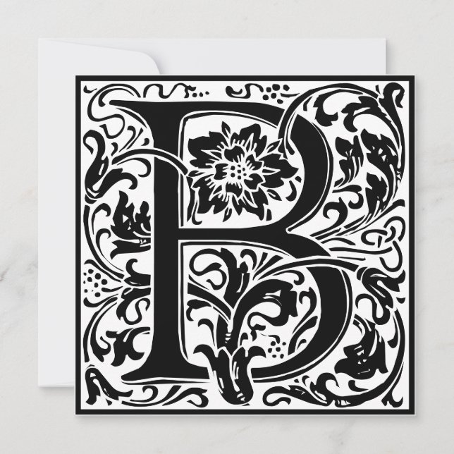 William Morris Floral Alphabet Monogram Letter B Invitation (Front)