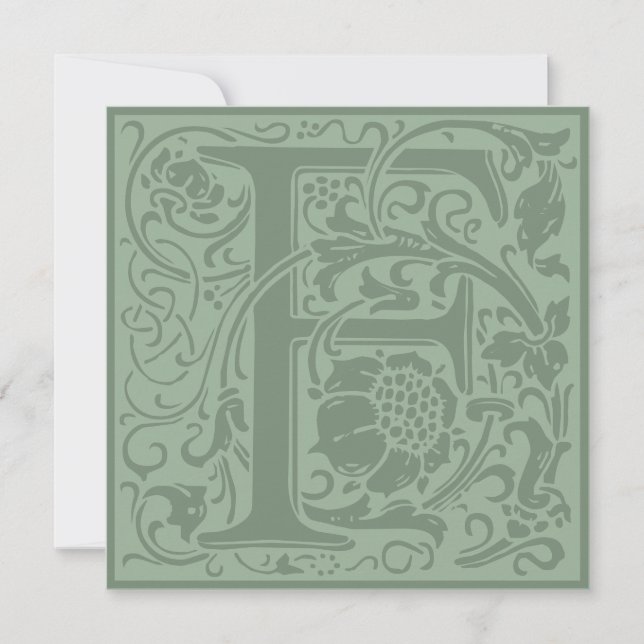 William Morris Floral Alphabet Monogram Letter F Invitation (Front)